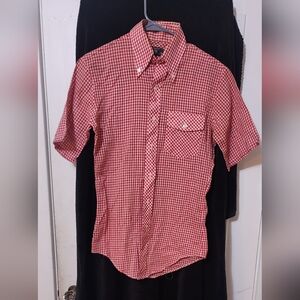 JCPenney Red Checkered Short Sleeve Shirt